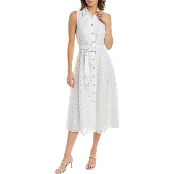 KATE SPADE New York Leaf Lace Shirtdress In White - Picture 1 of 10